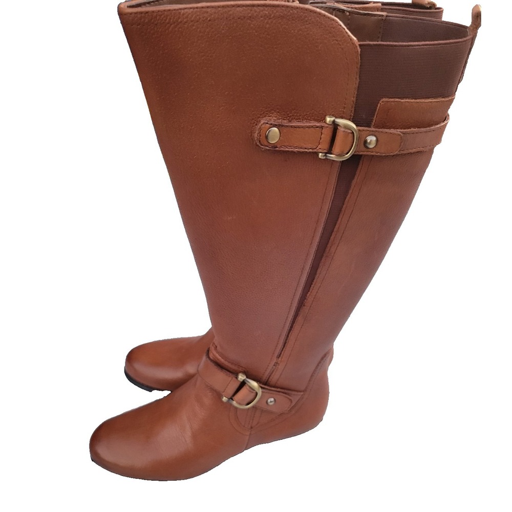 Naturalizer N5 Comfort Womens Brown Leather Tall Riding Boots Buckle Straps‎ 9M